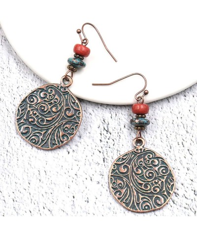 Vintage Bohemian Dangle Earrings for Women Retro Geometric Round Earrings Hollow Out Sculpted Ethnic Earrings Boho Statement ...