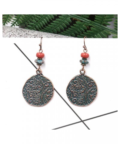 Vintage Bohemian Dangle Earrings for Women Retro Geometric Round Earrings Hollow Out Sculpted Ethnic Earrings Boho Statement ...