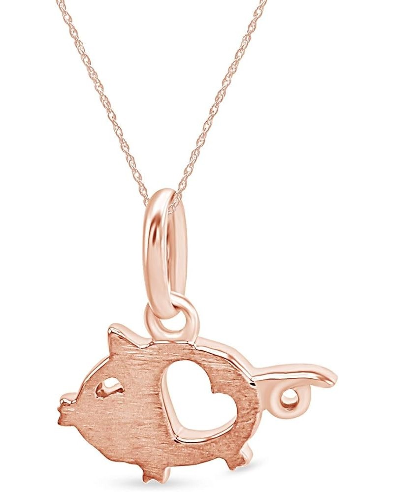 Tiny Heart Cut Out Pig Charm Pendant Necklace in 925 Sterling Silver W/18 Chain rose-gold-plated-silver $8.79 Necklaces