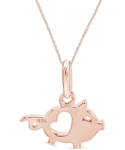 Tiny Heart Cut Out Pig Charm Pendant Necklace in 925 Sterling Silver W/18 Chain rose-gold-plated-silver $8.79 Necklaces