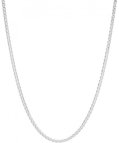 Silver Chain Link Necklace – 2mm Premium 925 Sterling Silver Necklace for Women and Men – Dainty Flat Mariner Silver Chain Ne...