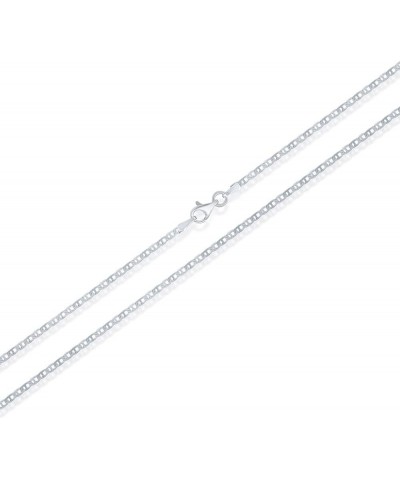 Silver Chain Link Necklace – 2mm Premium 925 Sterling Silver Necklace for Women and Men – Dainty Flat Mariner Silver Chain Ne...