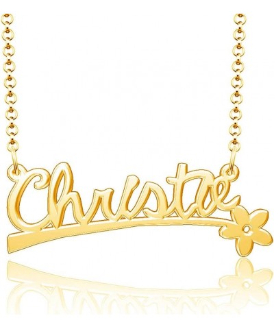 24k Gold Plated Flower Personalized Nameplate Custom Name Necklace Christie $12.65 Necklaces