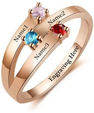 Personalized Mothers Ring with 3 Birthstones 925 Sterling Silver Custom Any Name Ring for Women Family Friend Mom Grandmother...