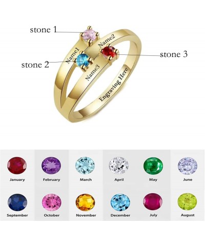 Personalized Mothers Ring with 3 Birthstones 925 Sterling Silver Custom Any Name Ring for Women Family Friend Mom Grandmother...