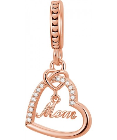 2PCS Mother Daughter Love Heart Charm I Love You to the Moon and Back Crystal Enamel Dangle Bead Charm Mom-Rose Gold $8.39 Br...