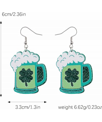 Bvanencs St Patricks Day Clover Earrings: Green Acrylic Dangle Earrings for Women - Irish Festival Gift - Four Leaf Clover Ea...