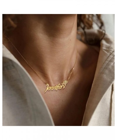 Custom Name Necklace - 18K Gold Plated Stainless Steel Nameplate Necklaces, Dainty Gift for Mother Girlfriend, with Jewelry B...