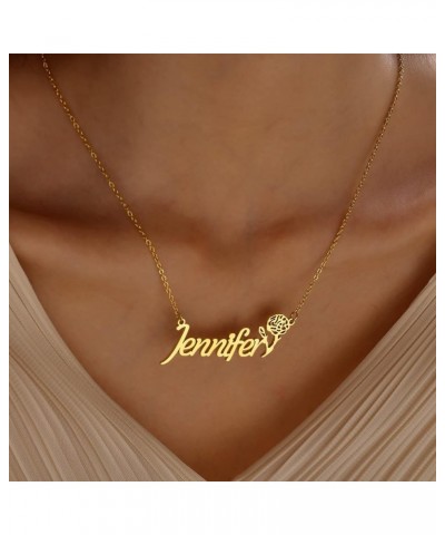 Custom Name Necklace - 18K Gold Plated Stainless Steel Nameplate Necklaces, Dainty Gift for Mother Girlfriend, with Jewelry B...