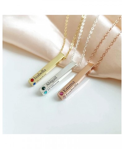 Personalized 925 Sterling Silver 1-5 Name Necklace with Simulated Birthstone Custom Made Any Nameplate Layered Pendant Mother...