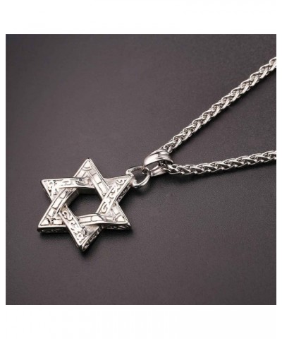 Star of David Necklace for Men Women Gold/Stainless Steel Hexagon Pendant with Cross/Ruby Stone/Classic Jewish Isael Necklace...