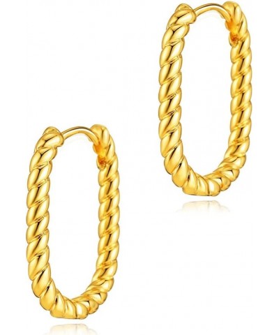Huggie Earrings for Women Gold Hoop 18K Gold Filled Small Simple Delicate Hypoallergenic Ear Jewelry U-Twisted $9.00 Earrings
