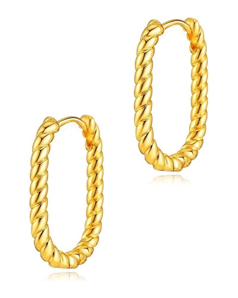 Huggie Earrings for Women Gold Hoop 18K Gold Filled Small Simple Delicate Hypoallergenic Ear Jewelry U-Twisted $9.00 Earrings