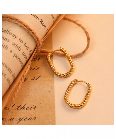 Huggie Earrings for Women Gold Hoop 18K Gold Filled Small Simple Delicate Hypoallergenic Ear Jewelry U-Twisted $9.00 Earrings