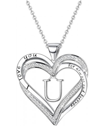 Necklace with Heart Chain Fashion Clavicle 26 Love Letters Heart Neck Necklace Letter Women's (I, One Size) U One Size $8.97 ...
