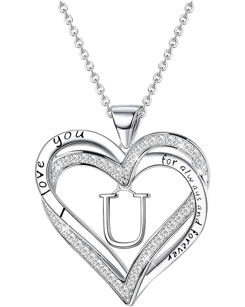 Necklace with Heart Chain Fashion Clavicle 26 Love Letters Heart Neck Necklace Letter Women's (I, One Size) U One Size $8.97 ...