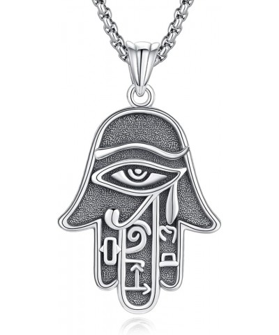 Elephant Necklace Sterling Silver Elephant/Fatima Hamsa Hand Celtic Viking Pendant Amulet Jewelry for Men Women Eye of Horus ...