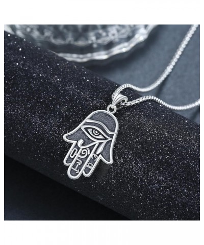 Elephant Necklace Sterling Silver Elephant/Fatima Hamsa Hand Celtic Viking Pendant Amulet Jewelry for Men Women Eye of Horus ...