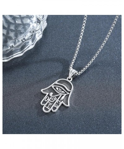 Elephant Necklace Sterling Silver Elephant/Fatima Hamsa Hand Celtic Viking Pendant Amulet Jewelry for Men Women Eye of Horus ...