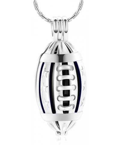 Cremation Jewelry for Ashes American Football Rugby Pendant Urn Necklace Stainless Steel Locket Keepsake Memorial Athlete Gif...