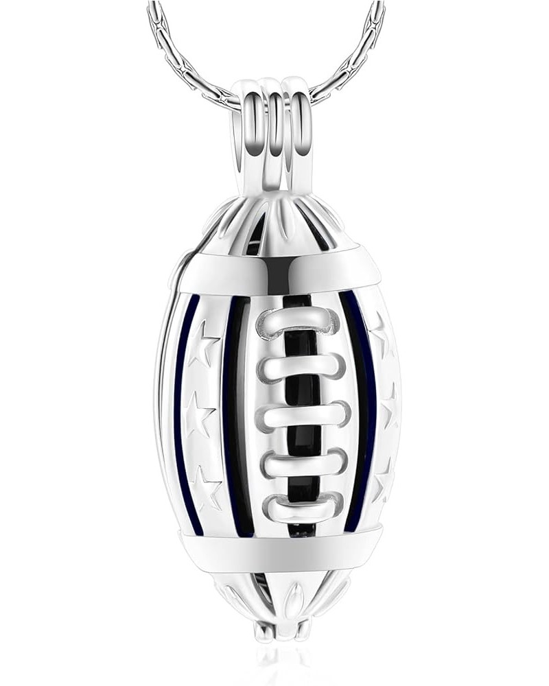 Cremation Jewelry for Ashes American Football Rugby Pendant Urn Necklace Stainless Steel Locket Keepsake Memorial Athlete Gif...