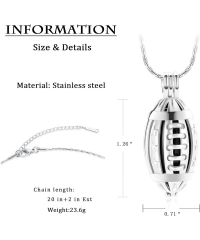 Cremation Jewelry for Ashes American Football Rugby Pendant Urn Necklace Stainless Steel Locket Keepsake Memorial Athlete Gif...