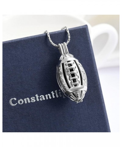 Cremation Jewelry for Ashes American Football Rugby Pendant Urn Necklace Stainless Steel Locket Keepsake Memorial Athlete Gif...