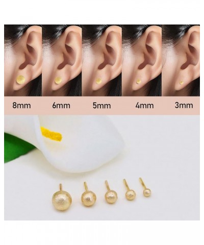 S925 Stering Silver Post 14K Yellow Gold Filled Ball Stud Earrings Set for Women Girls Men 5pairs Cartilage Piercing Studs Gi...