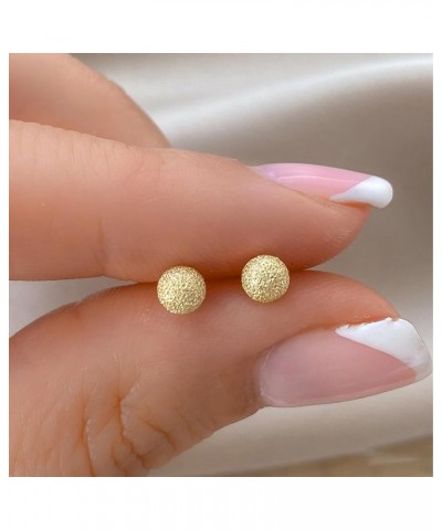 S925 Stering Silver Post 14K Yellow Gold Filled Ball Stud Earrings Set for Women Girls Men 5pairs Cartilage Piercing Studs Gi...