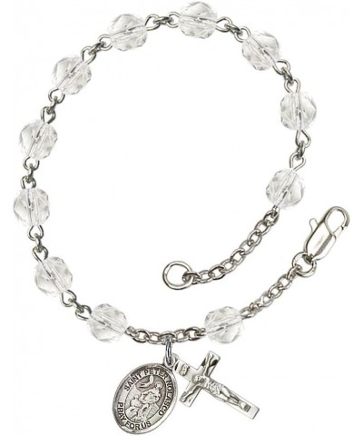 April Birth Month Bead Rosary Bracelet with Patron Saint Petite Charm, 7 1/2 Inch Saint Peter Nolasco $35.66 Bracelets