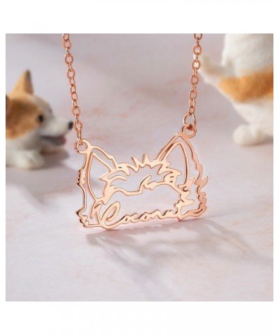 Personalized Dog Breed Ears Necklace with Name, Custom Jewelry Gift for Women, Pet Lovers Copper $18.92 Necklaces