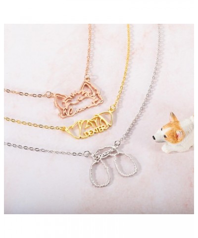 Personalized Dog Breed Ears Necklace with Name, Custom Jewelry Gift for Women, Pet Lovers Copper $18.92 Necklaces