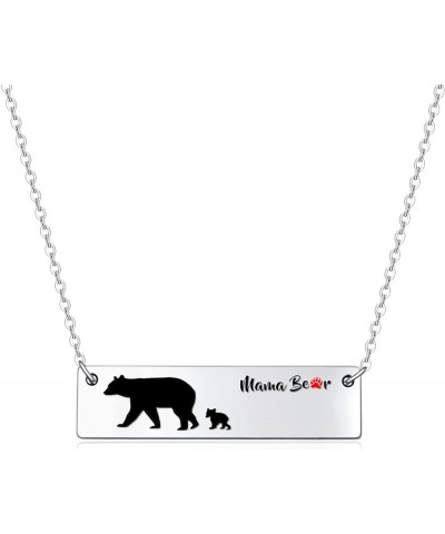 Sweet Family Mama Bear and Baby Bear Necklace Pendant Gift for Her Mom Mother Present Gift for Her Mama Bear with 1 Cub (Bar)...