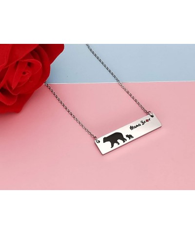 Sweet Family Mama Bear and Baby Bear Necklace Pendant Gift for Her Mom Mother Present Gift for Her Mama Bear with 1 Cub (Bar)...