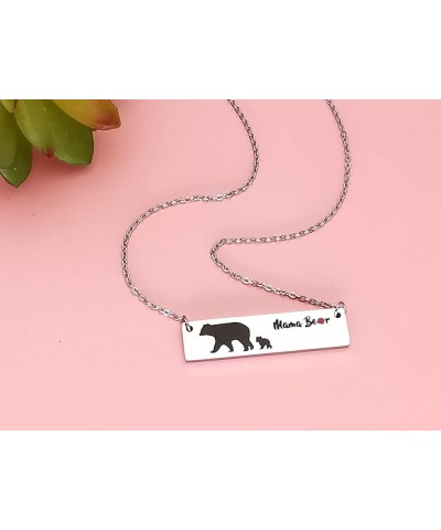 Sweet Family Mama Bear and Baby Bear Necklace Pendant Gift for Her Mom Mother Present Gift for Her Mama Bear with 1 Cub (Bar)...