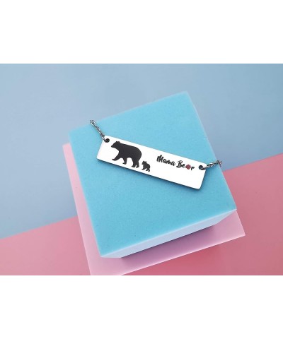 Sweet Family Mama Bear and Baby Bear Necklace Pendant Gift for Her Mom Mother Present Gift for Her Mama Bear with 1 Cub (Bar)...