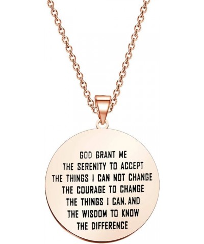 CZ God Serenity Prayer Necklace Recovery Bible Verse Pendant Necklace Rose Gold $7.00 Necklaces