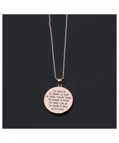 CZ God Serenity Prayer Necklace Recovery Bible Verse Pendant Necklace Rose Gold $7.00 Necklaces