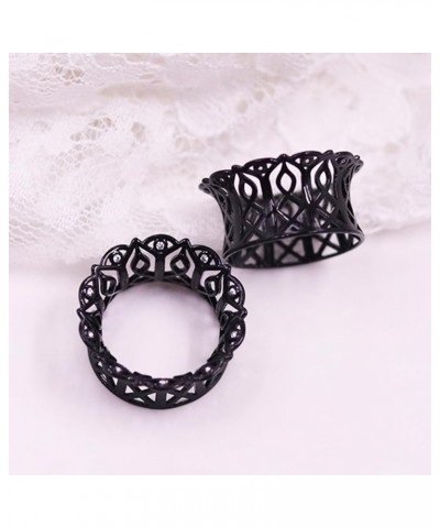 2PCS Gauge Earrings Plugs Hollow Flared Tunnels Ear Gaugews Fashion Expander Stretcher Piercings Hollow Floral Single Brass G...