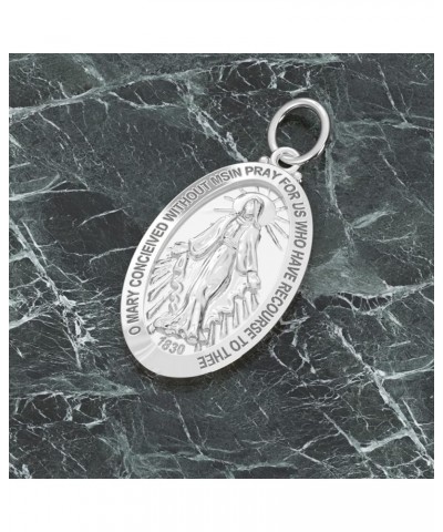 Ladies 26mm Polished 925 Sterling Silver Large Virgin Mary Pendant Necklace, 18in to 24in 24in 1.5mm Box Chain $31.04 Necklaces