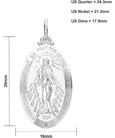 Ladies 26mm Polished 925 Sterling Silver Large Virgin Mary Pendant Necklace, 18in to 24in 24in 1.5mm Box Chain $31.04 Necklaces