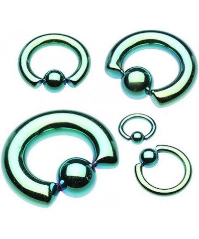 Colorline PVD Steel Captive Bead Ring Size: 0GA, Length: 14mm, Ball: 10mm, Green $9.85 Body Jewelry