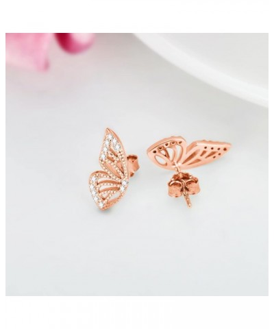 Sterling Silver Butterfly Wing Earrings Half Butterfly Wing Stud Earrings Fashion Half Wings Design Butterfly Jewelry Gift fo...