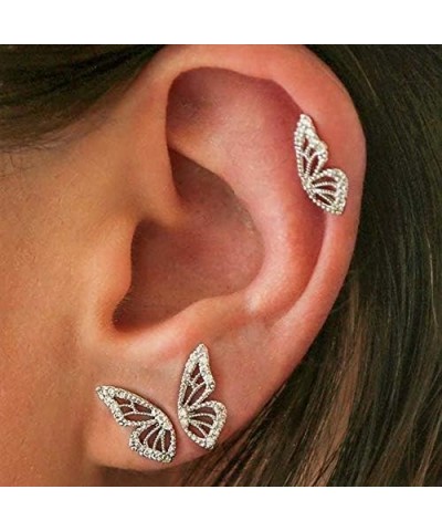 Sterling Silver Butterfly Wing Earrings Half Butterfly Wing Stud Earrings Fashion Half Wings Design Butterfly Jewelry Gift fo...