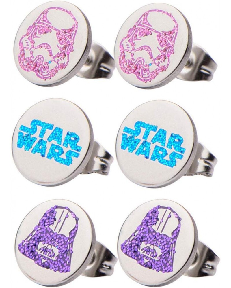 Star Wars Officially Licensed Hypoallergenic Jewelry Women's Stainless Steel Darth Vader Logo and Stormtrooper Post Stud Earr...