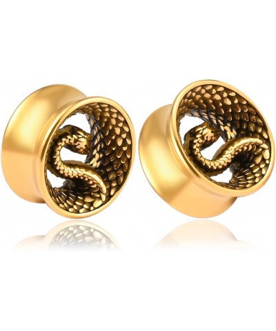 2PCS Cool Snake Hypoallergenic Stainless Steel 0g 2g Plugs Ear Gauges Tunnels Piercing Expander Stretchers Fashion Body Jewel...