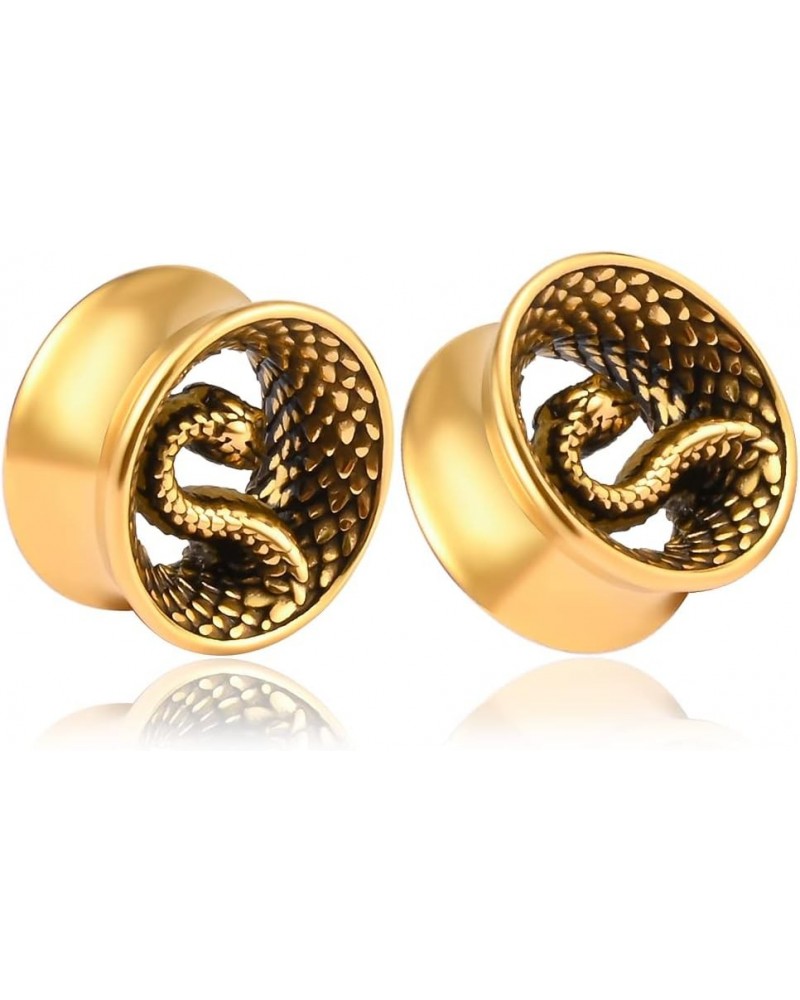 2PCS Cool Snake Hypoallergenic Stainless Steel 0g 2g Plugs Ear Gauges Tunnels Piercing Expander Stretchers Fashion Body Jewel...