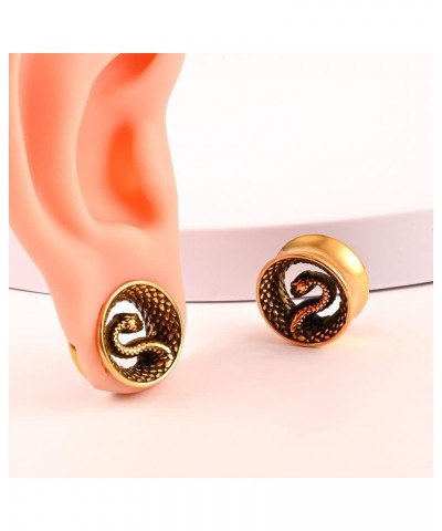 2PCS Cool Snake Hypoallergenic Stainless Steel 0g 2g Plugs Ear Gauges Tunnels Piercing Expander Stretchers Fashion Body Jewel...