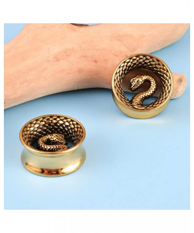 2PCS Cool Snake Hypoallergenic Stainless Steel 0g 2g Plugs Ear Gauges Tunnels Piercing Expander Stretchers Fashion Body Jewel...