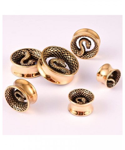 2PCS Cool Snake Hypoallergenic Stainless Steel 0g 2g Plugs Ear Gauges Tunnels Piercing Expander Stretchers Fashion Body Jewel...